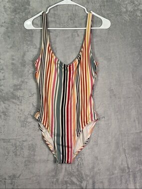 Madewell Striped Scoop-Neck One-Piece in Multicolor